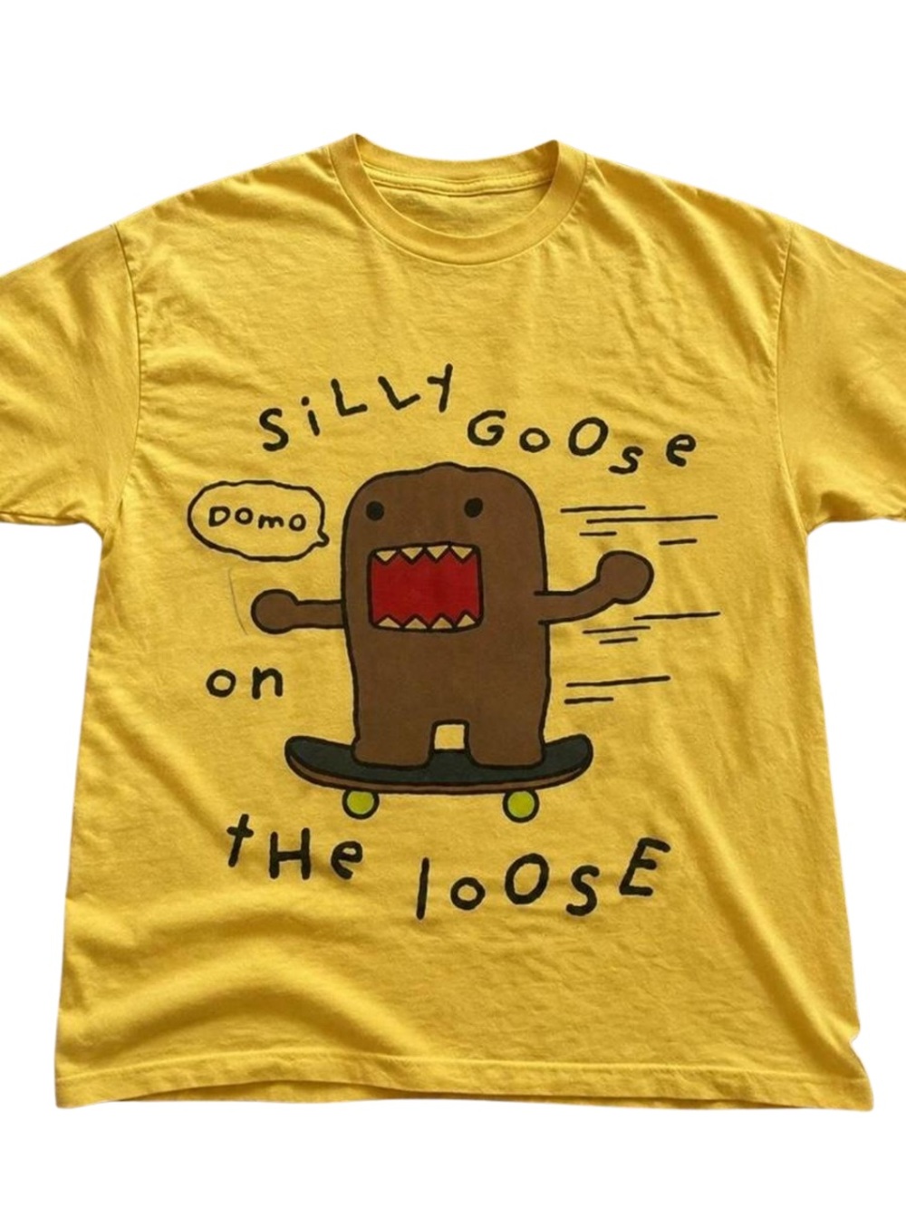 Gildan Yellow 'Silly Goose' Graphic Tee with Brown Character